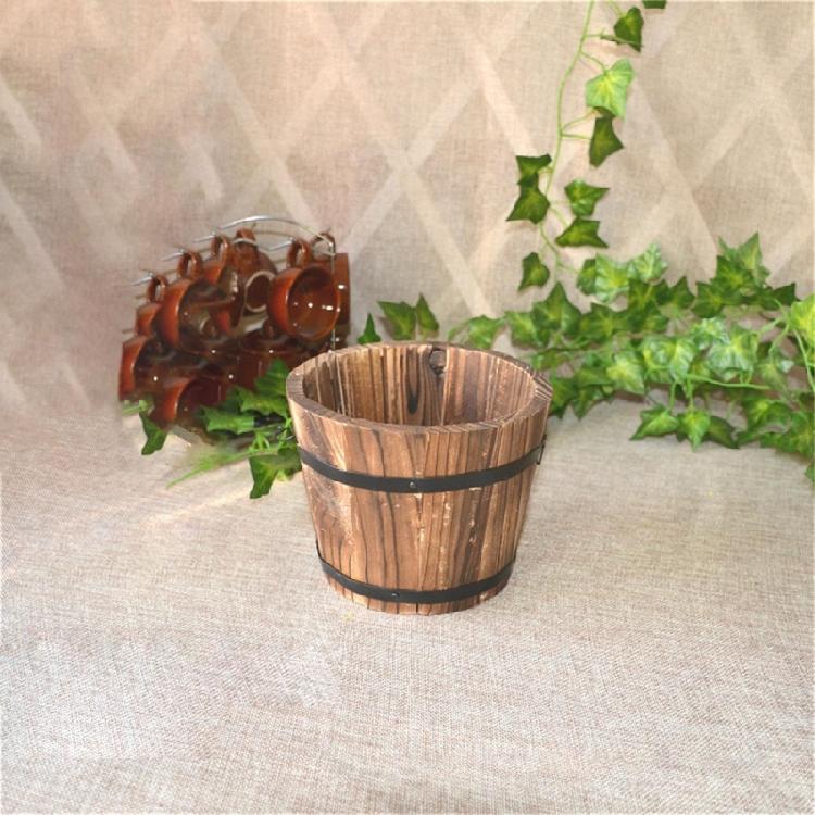 Carbonized Wood Plant Pots Flower Bucket for Garden Farmhouses Home Decorations