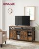 VASAGLE TV-Schrank, 65 Zoll TV-Ständer, mit verstellbaren Regalen, Scheunentüren, Bauernhaus-Design, Metallrahmen, Rustikales Braun und Schwarz