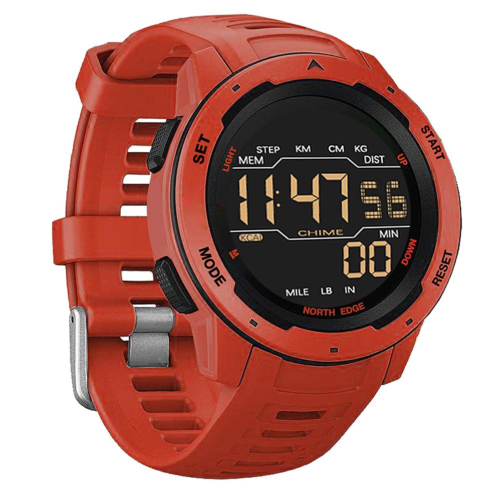 Herren-Digitaluhr, Herren-Sportuhren, Dualzeit, Schrittzähler, Wecker, wasserdicht, 50 m, Digitaluhr, Militäruhr