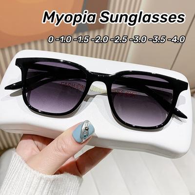 Myopie-Sonnenbrille für den Außenbereich, quadratischer Rahmen, fertige Minus-Dioptrien-Brille, UV400-Schutz, -1,0 -1,5