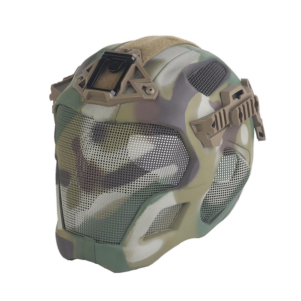 Vollschutz Taktischer Sporthelm Vollgesichts-Stahlgittermaske Airsoft Jagd Schießen Reithelm für den Außenbereich Kopfschutz