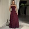 Abbigliamento da donna stile europeo e americano nuova moda versatile stile Spice Girl gonna a bretelle sexy color bordeaux