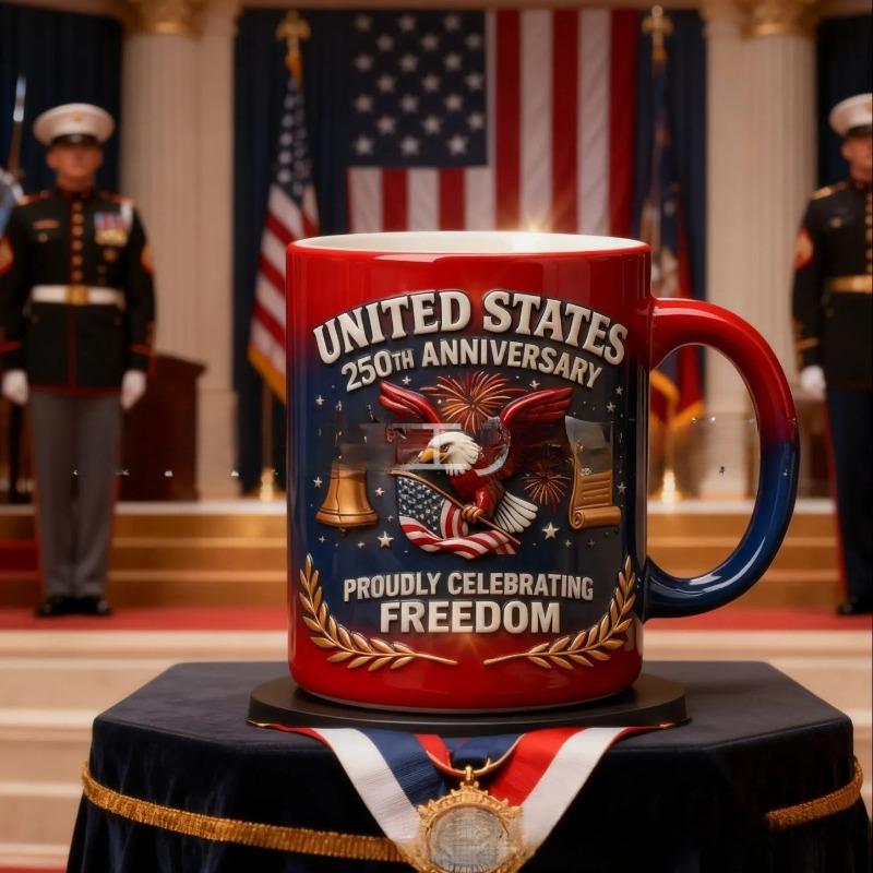 Кружка к 250-летию США Кружка празднования Дня независимости Америки Памятная керамическая кофейная кружка Коллекционный сувенир Подарок 330ml
