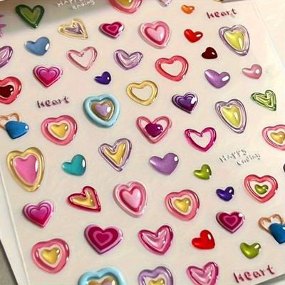 Sparkling 5D Heart-Shaped Nail Art Stickers Self-Adhesive, for DIY Manicure & Pedicure Decor