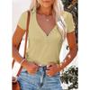 2025 Spring and Summer New European and American Clothing Sexy V-neck Top T-blood Short-sleeved Women