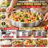 Stainless Steel Steaming Tray with Handle Noodles Rice Plate Vegetable Fish Pan  Kitchen