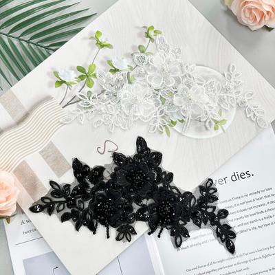 Perlen Kristall Fransen Applikation Stickerei Blume Dekoration Tasche Kleid Hochzeitszubehör Stoffaufkleber Zubehör