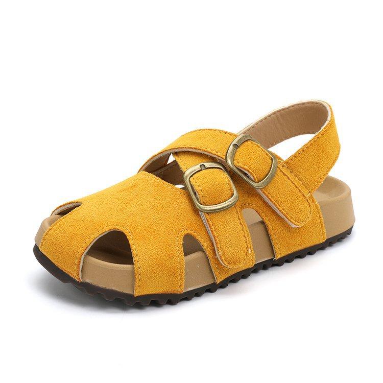 Girls sandals bag head hollow 2025 summer new children's shoes girls princess shoes soft sole baby boken shoes