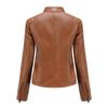 VANGULL Brand Women's Leather Jacket Casual Stand Collar Slim Fit Jacket Coat Spring Autumn Solid Color Coat