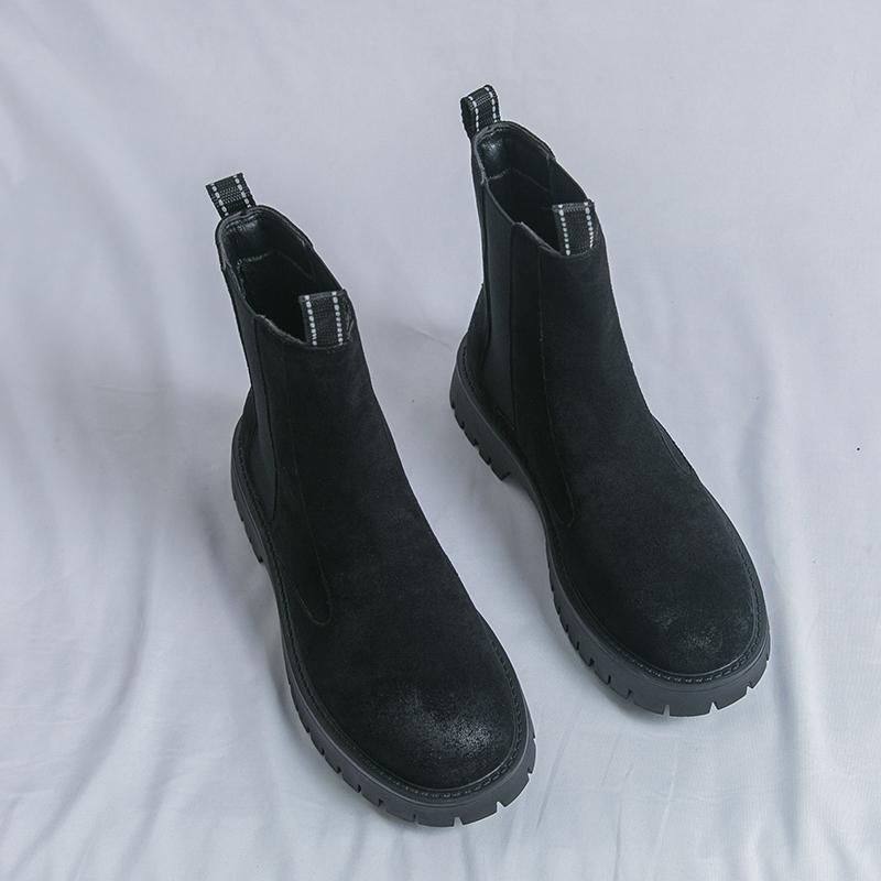 

Fashionable High Top Comfortable Chelsea Boots Quality Rubber Thick Soled Travel Boots Winter Outdoor Cow Suede Men Casual Boots 46