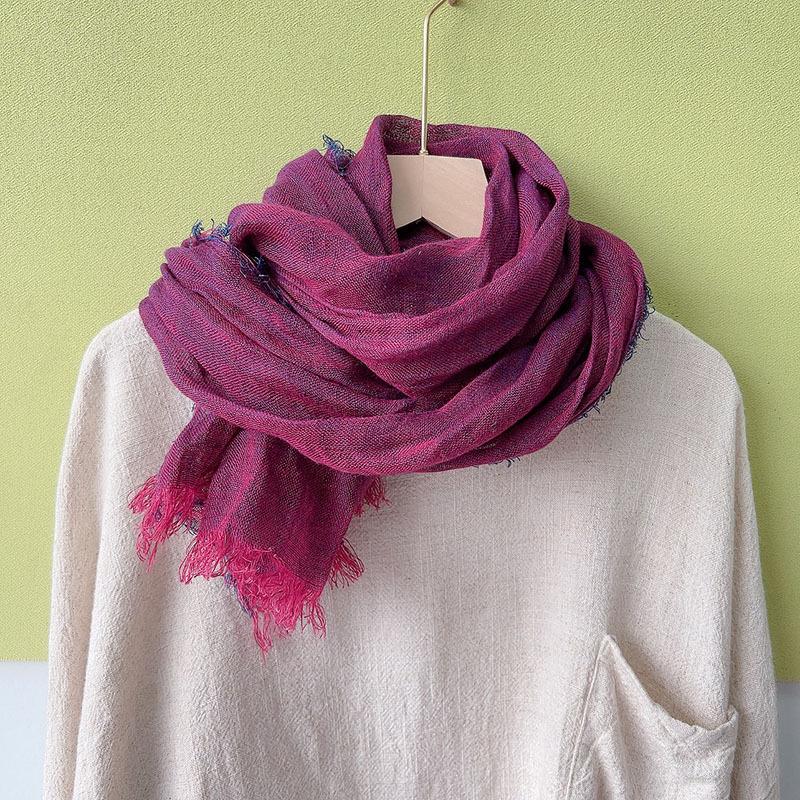 

Японский льняной шарф Эффект серого пеньки Парный шарф Литературная тонкая удлиненная шаль Однотонный высококачественный шелковый шарф Женский Новый розы красного