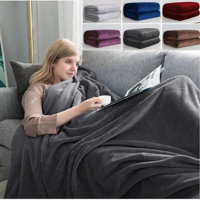 WOSTAR Winter Warm Flannel Bed Blanket 310GSM Thick Fluffy Coral Fleece Sofa Throw Extra Large Size Microfiber Plush Bedspread