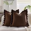 Solid Velvet Cushion Cover With Wave Fringed Navy Red Green Pink Brown Grey