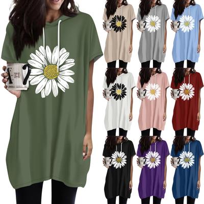 Sudaderas para Mujer Camisetas Casuales de Manga Corta Moda Estampado Camisetas Tunica Con Bolsillos