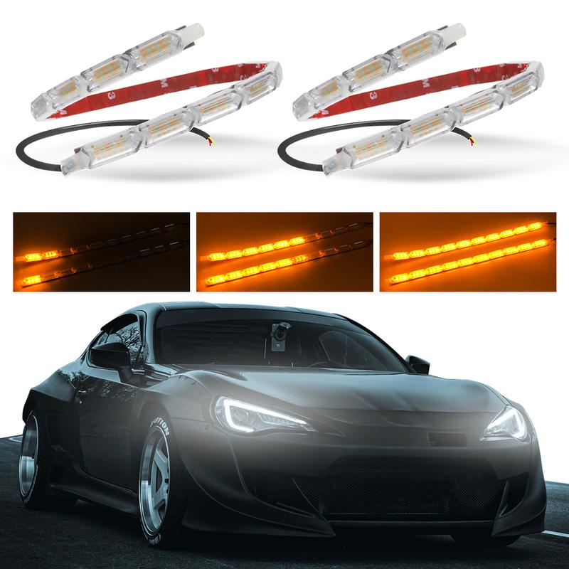 2PCS  LED DRL Car Flowing Light Flexible Waterproof Strip Auto Headlights for Car Driving Light 12V