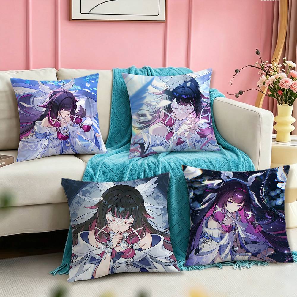 G-Genshin Columbina Impact Square Double-Sided printed Pillow Case Bedroom Bedside Pillow Sofa Cushion Cover