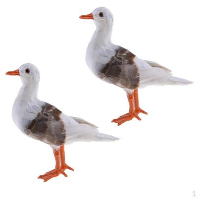 2Pc Simulated Seagull Artificial Bird Vivid Garden and Home Decor Props Ornament