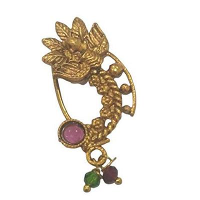RSINC Moti Estilizado con Cuentas Maravillosa Joyería Marathi Nath/Anillo de Nariz  (Presiona sobre Nath) Tamaño- 3 Cm |D1