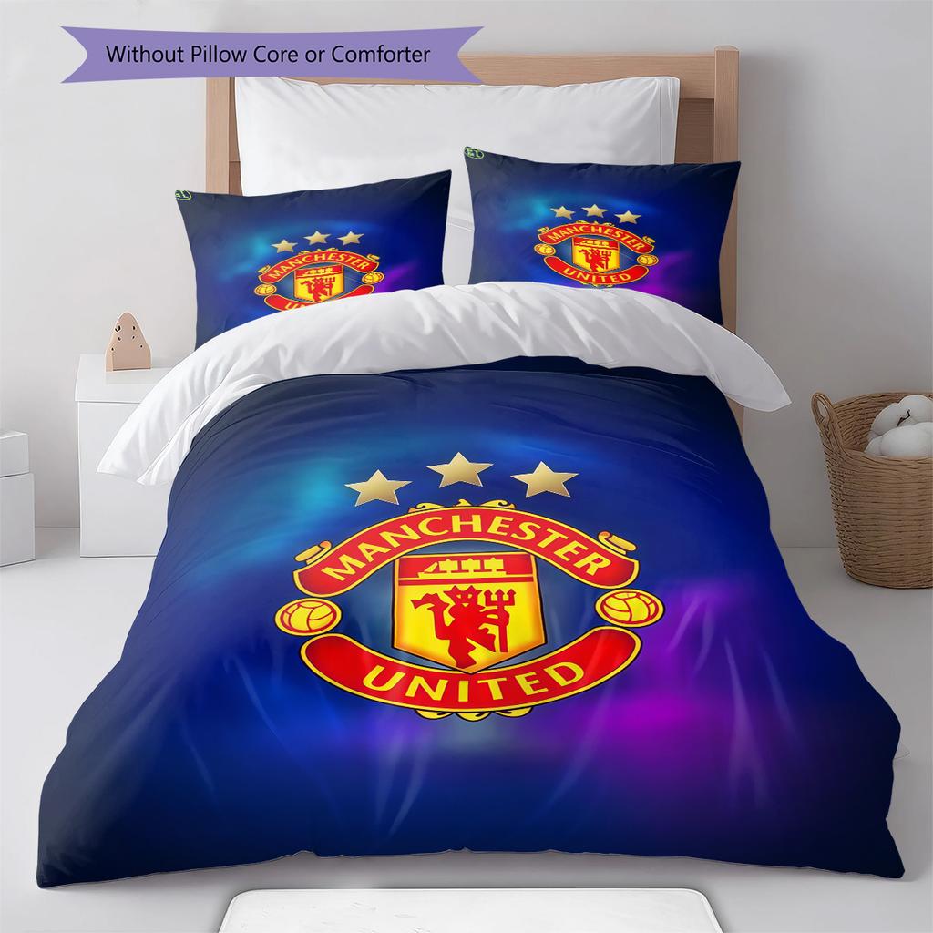 Set cu cuvertură și fețe de pernă Man Utd Decor Acasă Cadou de Ziua de Naștere (1 * husă de pilotă + 2 * fețe de pernă, fără miez)
