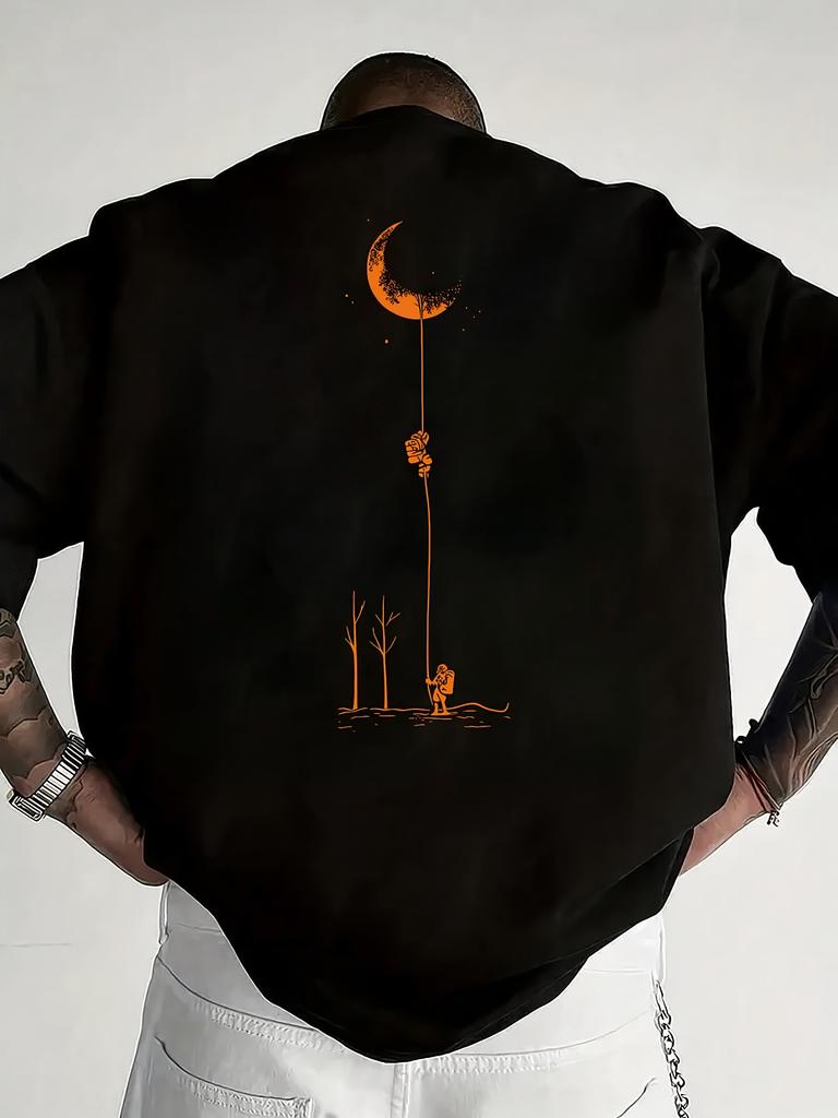 Camiseta de Manga Corta Vintage de Algodón para Hombre - Camiseta Casual de Verano con Cuello Redondo y Patrones Geométricos Sutiles, Tejido Transpirable