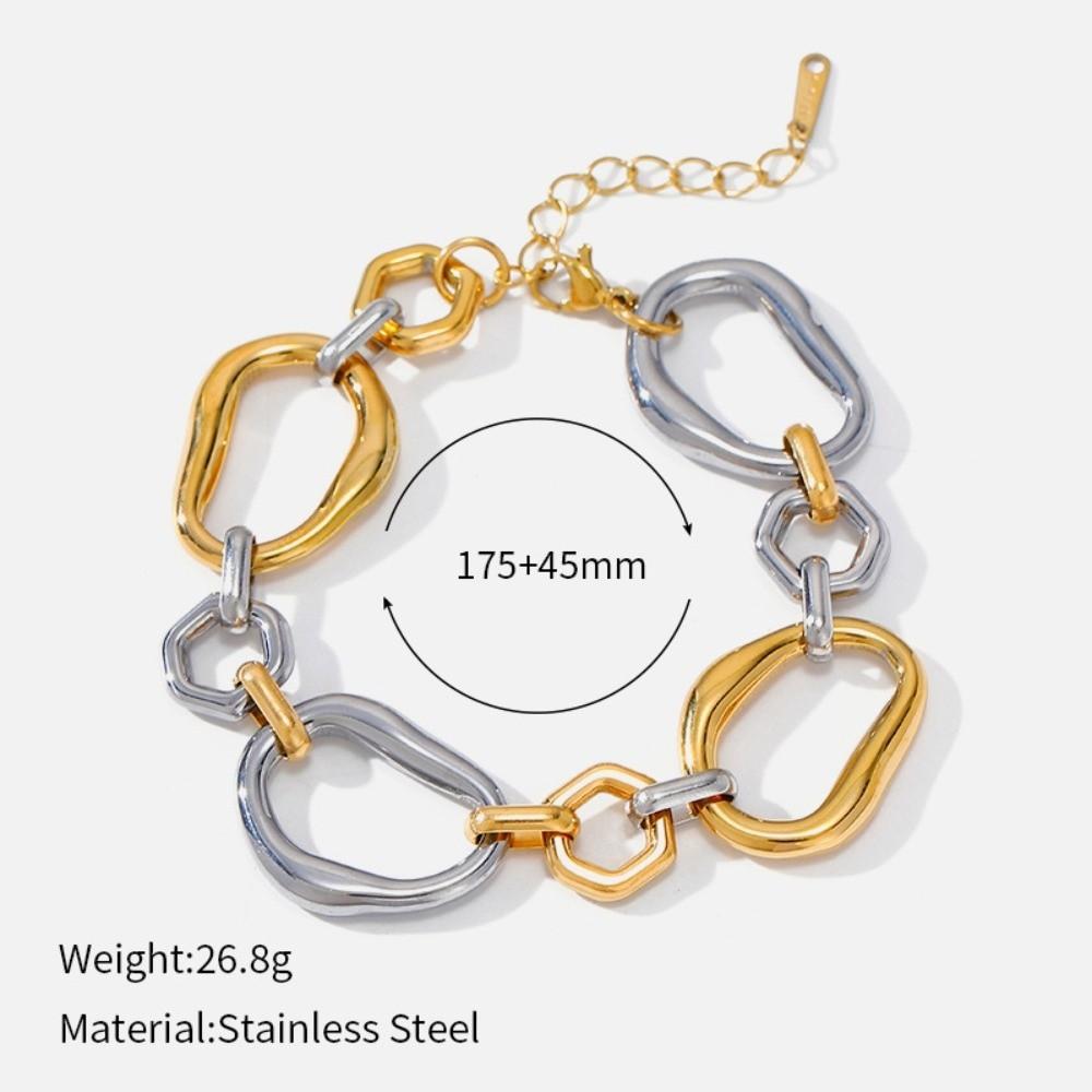 Gold Silver Color Chain Necklace Geometric Lobster Clasp Bangle New Stainless Steel Bracelet Gifts