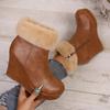 Autumn 2025 Plus Size Faux Fur High-Heeled Women's Boots with European & American Style Thick Soles