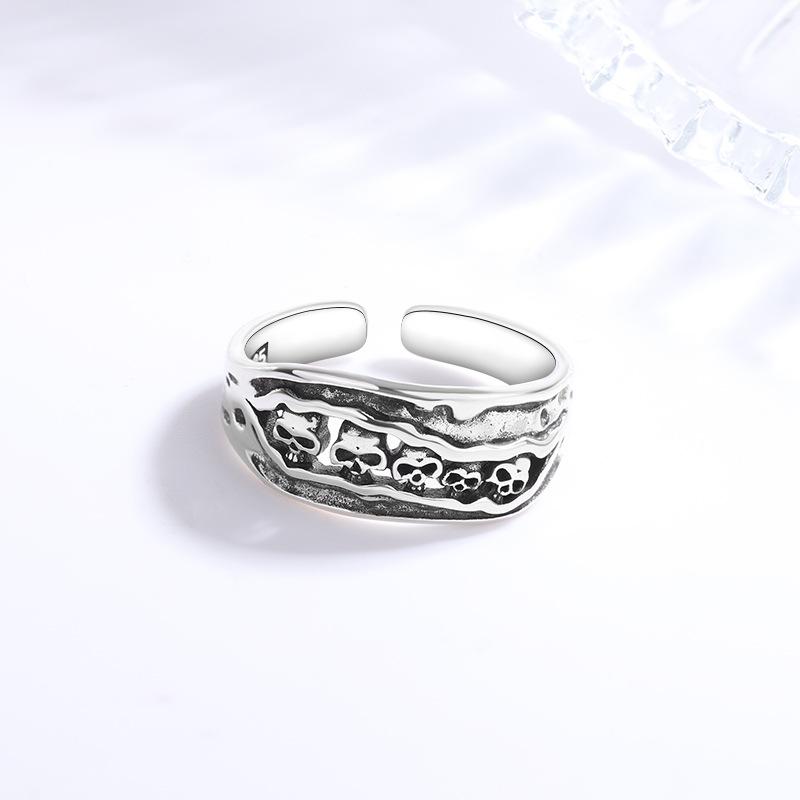 New Personality Aggressive Creative Skull 925 Sterling Silver 6 Skull Ghost Exquisite Popular Opening Rings TYB251