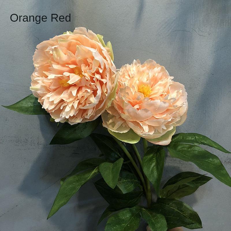 Трехглавый пион, имитация цветка, искусственный цветок, богатый цветок, украшение дома, свадебный реквизит оранжевый