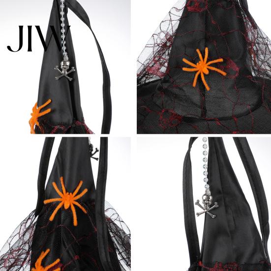 Halloween Witch Hat Decorations Hanging Decor, Spider Web Ribbon Prop Spooky Party Streamers for Party, Dark Wizard Costume Accessory Masquerade