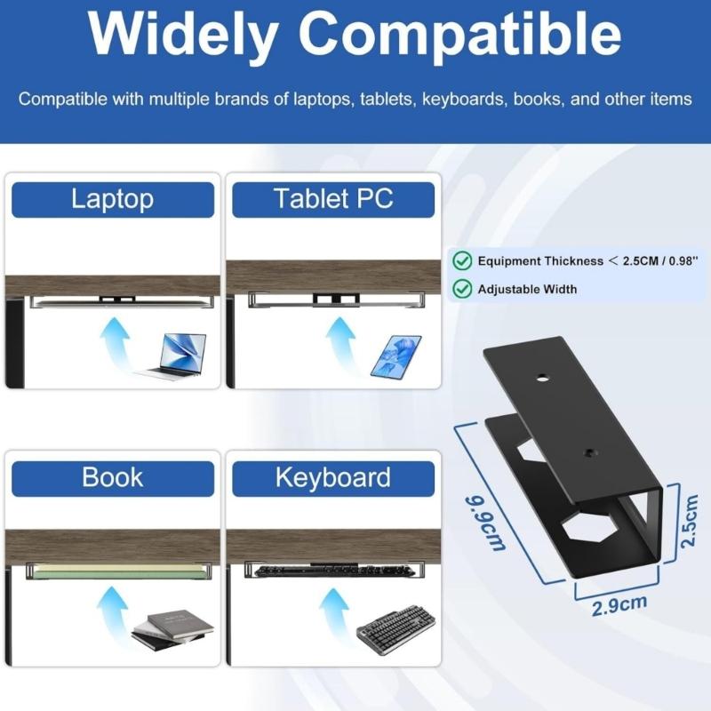 Platzsparende Untertisch-Laptop-Halterung Metallregalhalterung mit Befestigungsschrauben für Notebook-Elektronik