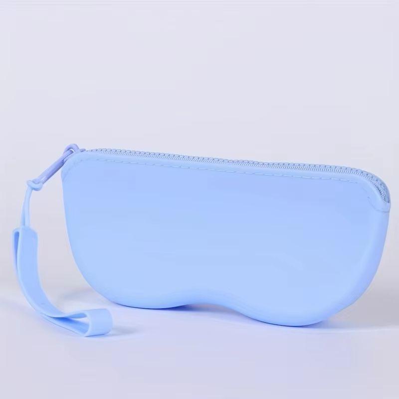 1pc Portable Silicone Glasses Case, Zipper Closure, Minimalist Eyeglass Pouch for Travel, Protective Glasses Case for Men Women