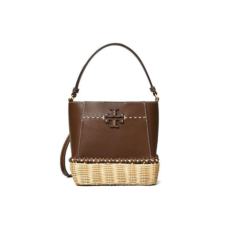 

Tory Burch Mcgraw Wicker Hobo Bucket Bag Women Handbags Brown 79482-200 Basic Set (Bag+Dust Bag)