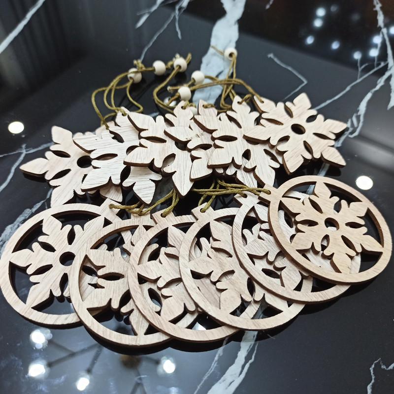 Handmade Wooden Snowflake Christmas Tree Ornaments - Small Tree Decoration Accessories