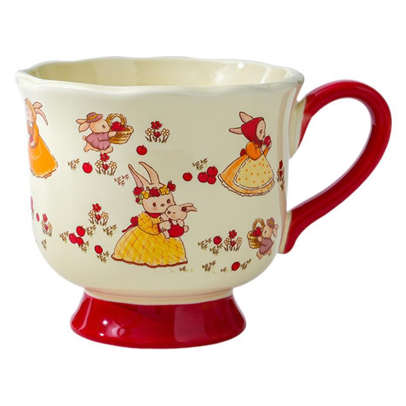 High-Value Wind Ceramic Cup With Spoon, Cute Girl Couple Water Cup Gift Box, High-End Souvenir