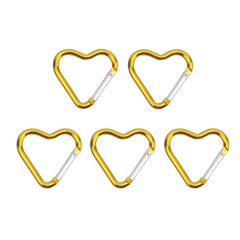 5 ks Venkovní karabina Klíčenka ve tvaru srdce Klip Kroužky z hliníkové slitiny Lezecké klipy Karabina s pružinovým uzávěrem Odolná