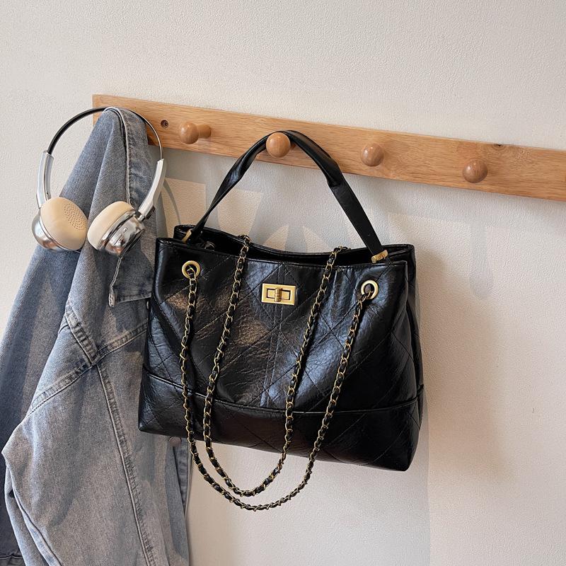 Bolsa de mão de alto valor para mulheres, outono, nova, moderna, com corrente de diamantes, bolsa de ombro, bolsa tote de grande capacidade para mulheres