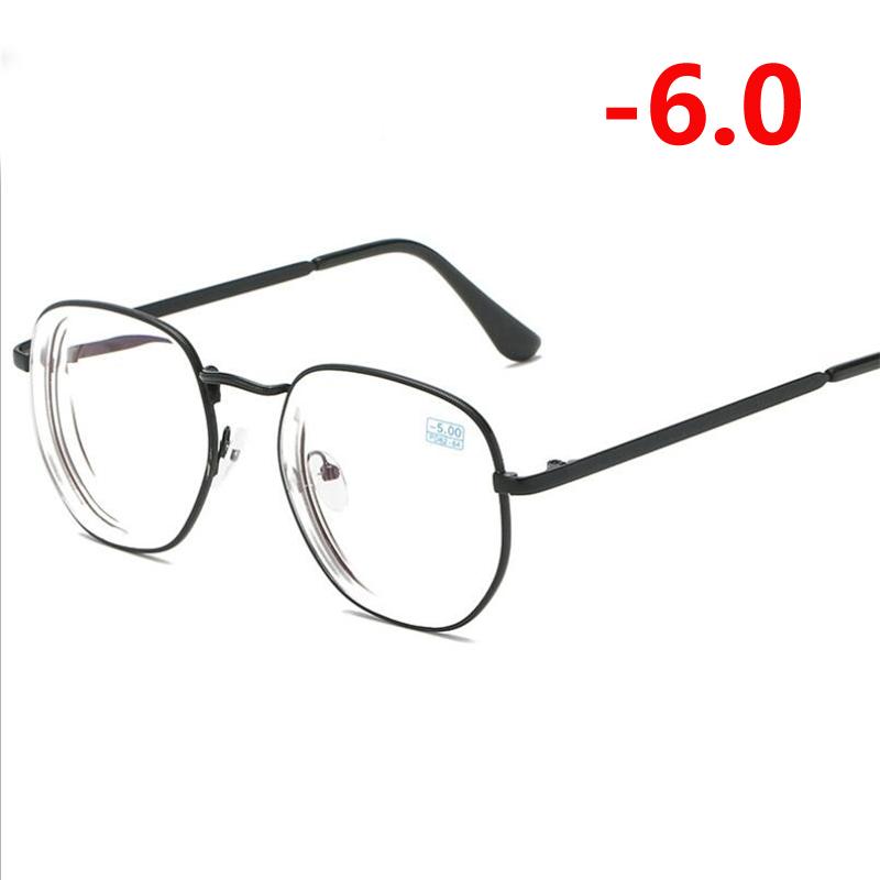-1.0 -1.5 -2.0 To -6.0 Student Myopia Glasses Finished Golden And Black Frame Blue Film Short Sight Eyewear Prescription Glasses