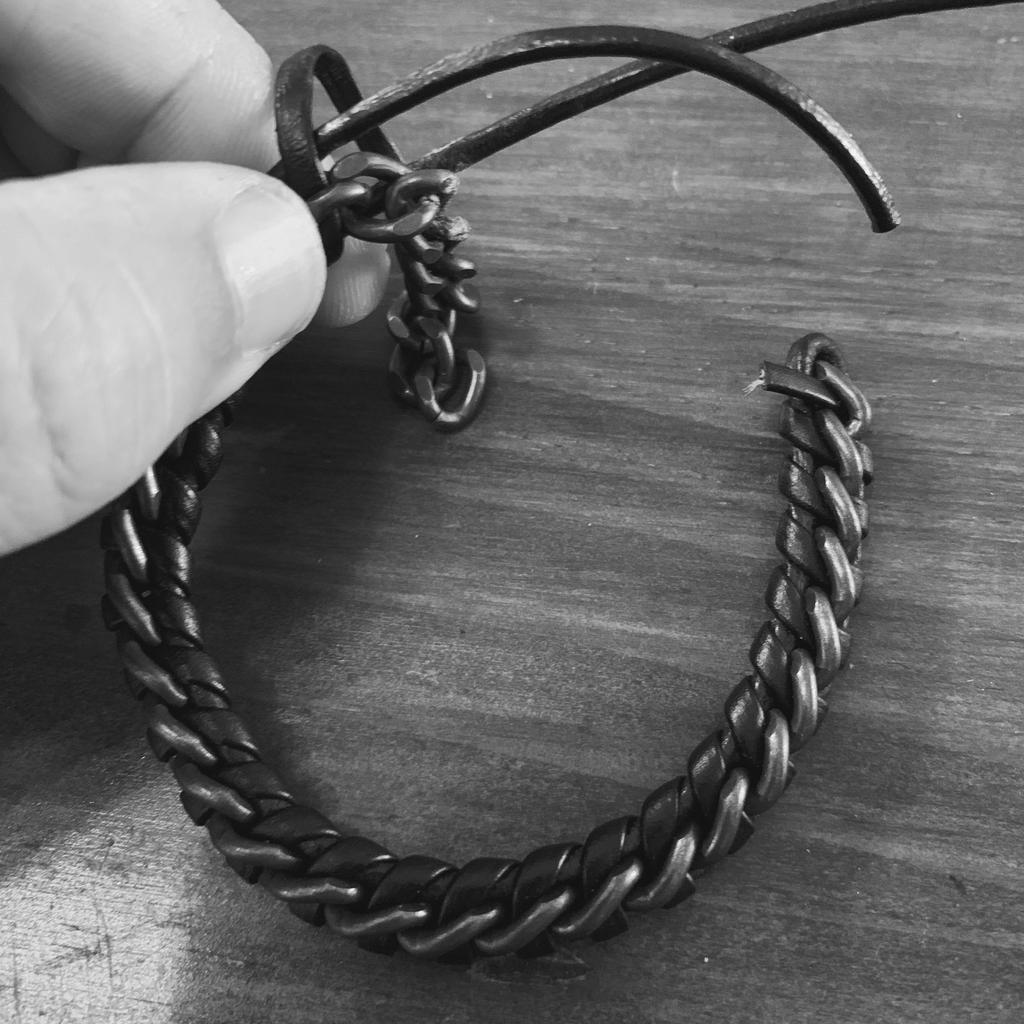 Eightvolume Ev Leather Chain Bracelet 007 (White & Gold)