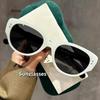 Retro Cat-eye Black Splicing Advanced Sense Sunglasses White Frame Sunglasses Women Eye Protection Outdoor Sunscreen Glasses