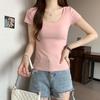 Kadın T-Shirt Kore Tarzı Kadın Giysileri İnce Tshirt Kadın İnce Kısa Kollu Üstler