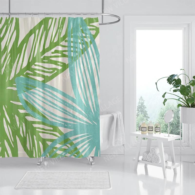 Nordic wind Abstract Art shower curtain waterproof polyester fabric bath curtain Morandi color block curtains for bathroom decor