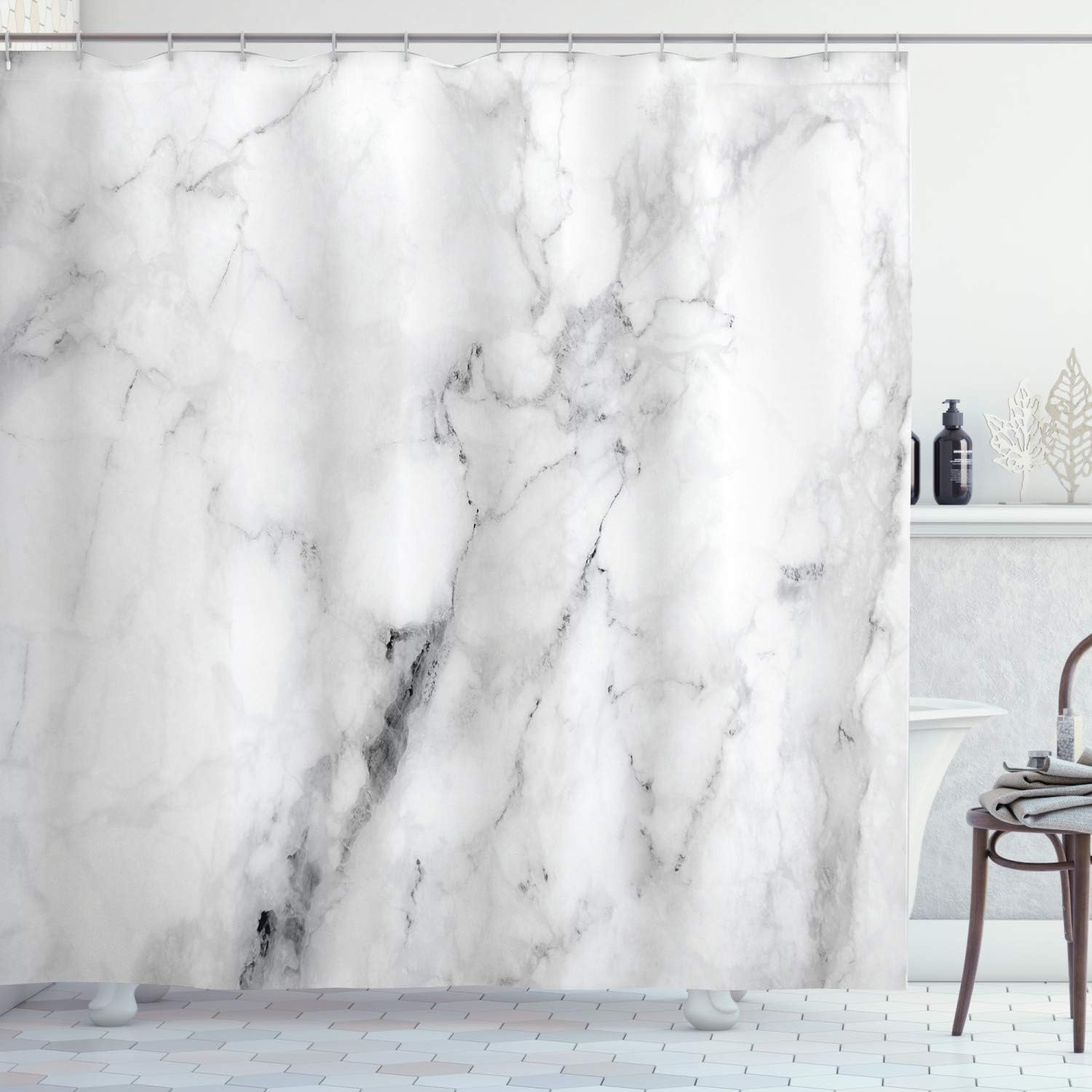 

чорно-біла шторка для душу туманні високі дерева ліс природний ландшафт тканина прикраса для ванної шторка для душу з гачком 120x180cm