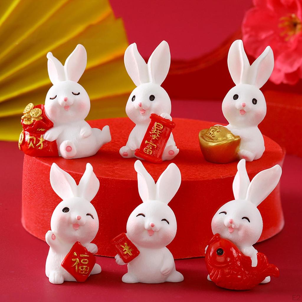 Statue, Little Bunny Figurine, Resin Sculpture for Home Holiday Decoration