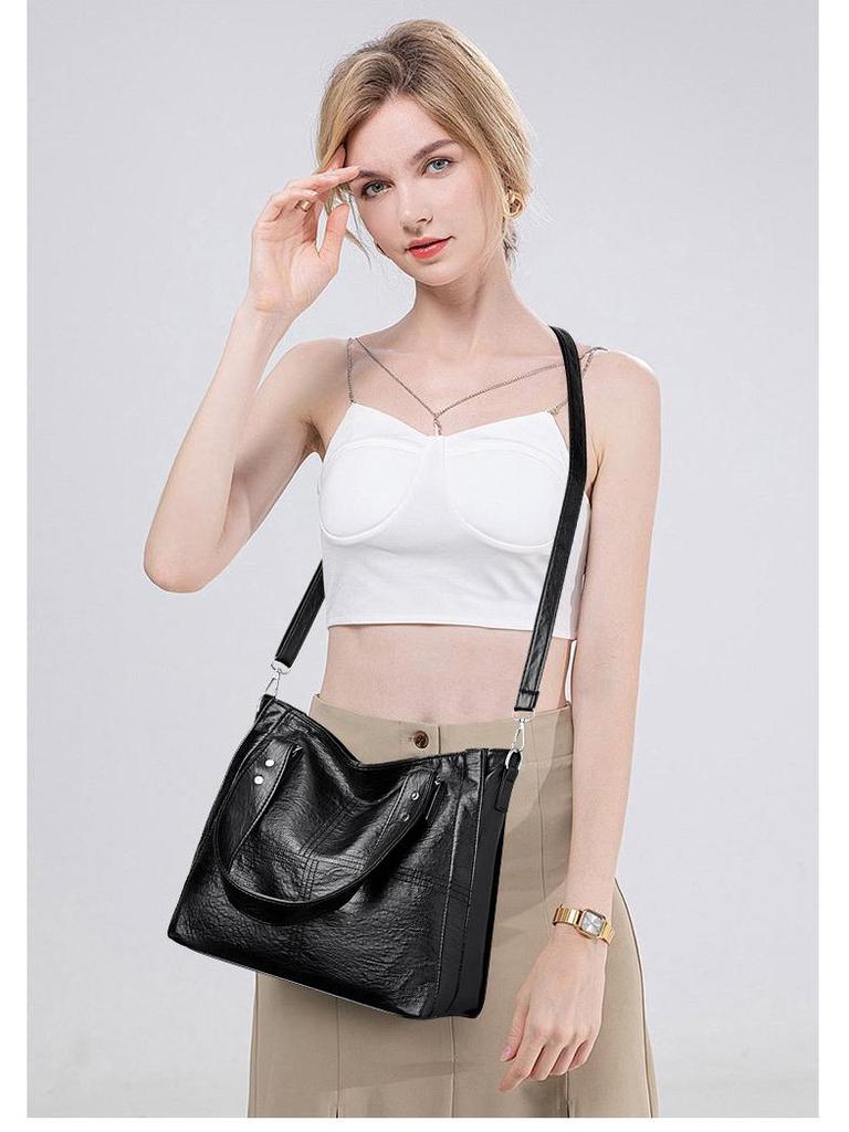 Cross-border Women's Handbag 2025 - Large Capacity Soft Leather Tote and Crossbody Bag