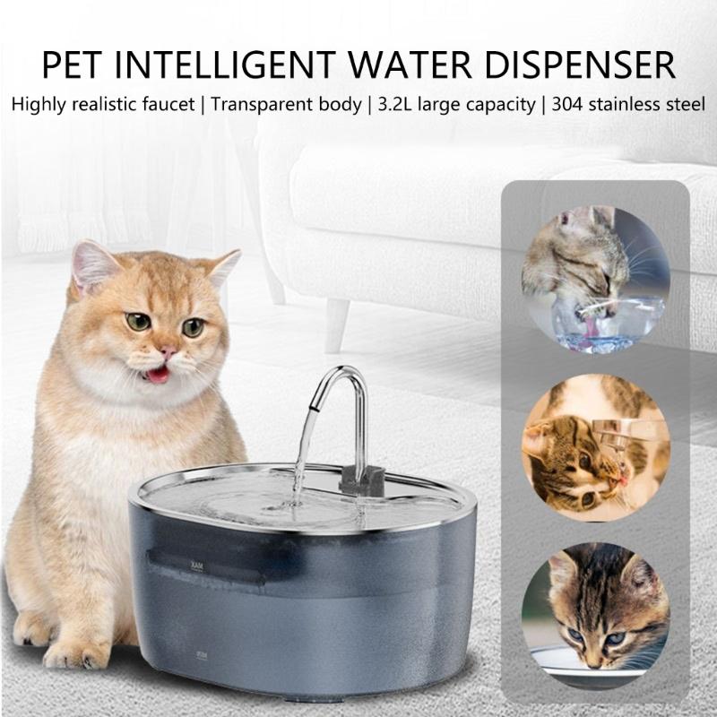 High Capacity SelfCleaning Cats Water Dispenser With Stainless Steel Spouts For Continuous Freshed Water Flows Low Noise