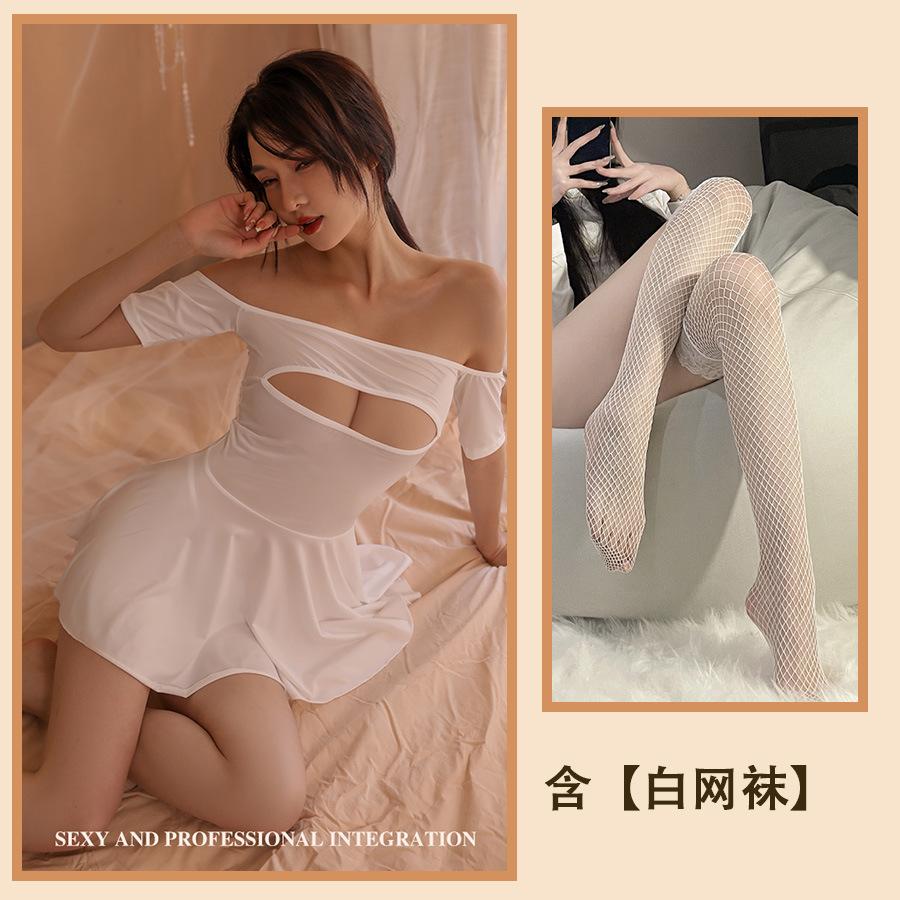 Sexy Underwear Hot Pure Desire Temptation Pajamas Sexy Chest Hollow Nightdress Elastic Tight Body Free Suit