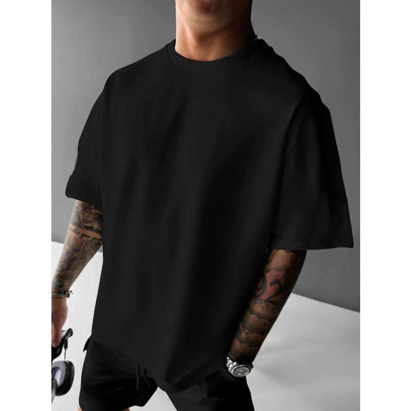 Men's Summer 100% Pure Cotton Fashionable Casual Loose Never Give Up Graphic Printed Round Neck Short Sleeved T-shirt Top