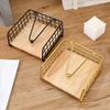 Serviettenhalter Flacher Serviettenspender Quadratischer Eisen-Papierhalter mit Holzsockel für Küche Esszimmer Restaurant Dekoration