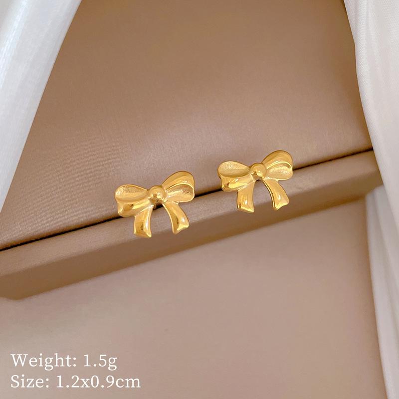 Simple Bow Temperament Personality Minimalist Furnace Real Gold Necklace Female Collarbone Chain