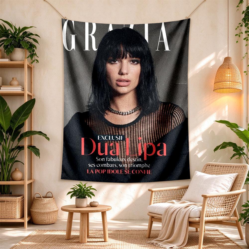 Dua Lipa Wall Tapestry Rustic Farmhouse Suitable for Bedroom Reading Corner Dorm Wall Indoor Hand Painted Style Perfect Gift for Dorm Roommate